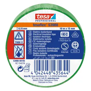 Cinta Aislante Electrica 10mts X 18mm Verde